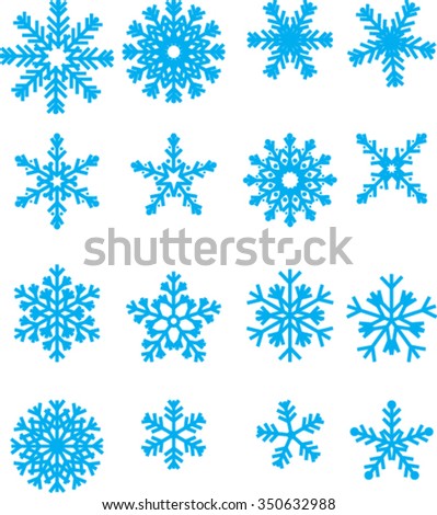 collection of vector snowflakes, blue snowflakes, 
