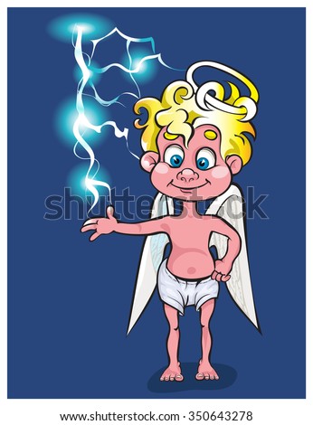 The lovely angel plays with a small lightning.vector
