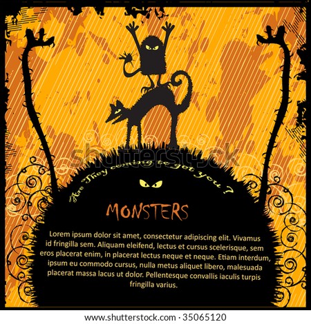Vector Monsters; Use as Halloween Party Flyer or Poster