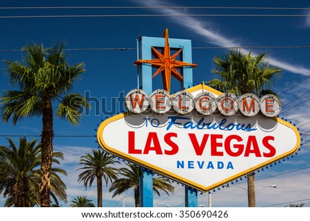 View of the famous Welcome sign in Las Vegas, Nevada.