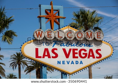View of the famous Welcome sign in Las Vegas, Nevada.