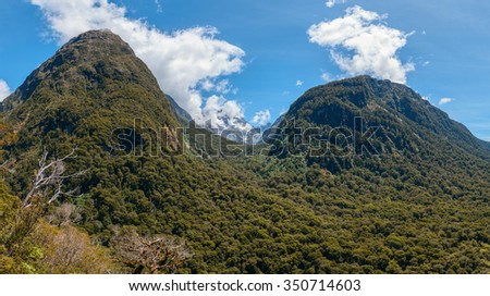 Mountains in Fiordland National ark, New Zealand