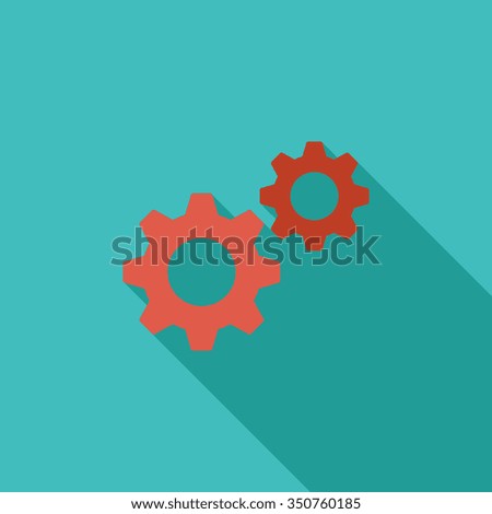 Gear icon. Flat related icon with long shadow for web and mobile applications. It can be used as - logo, pictogram, icon, infographic element. Illustration.