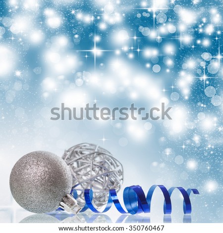 Silver Christmas background with Christmas balls and decorations