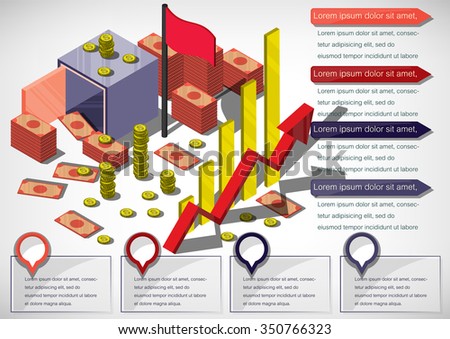 illustration of info graphic money equipment concept in isometric 3D graphic