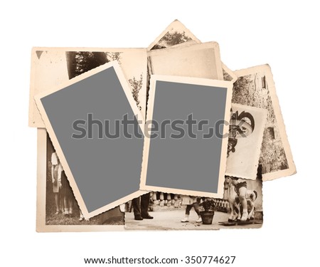 old pictures frame with empty space isolated on white