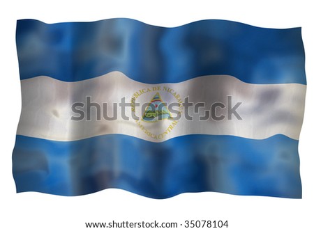 Vintage Flag of Nicaragua. Illustration over white background
