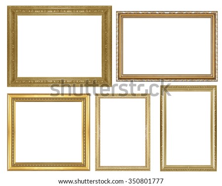gold picture frame isolated on a white background.