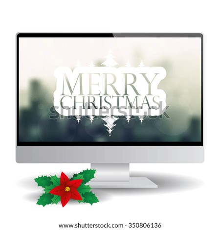 Isolated computer screen with a background with text for christmas celebrations