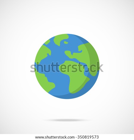 Vector planet Earth icon. Flat planet Earth icon. Flat design vector illustration for web banner, web and mobile, infographics. Vector Earth icon graphic. Vector icon isolated on gradient background Royalty-Free Stock Photo #350819573