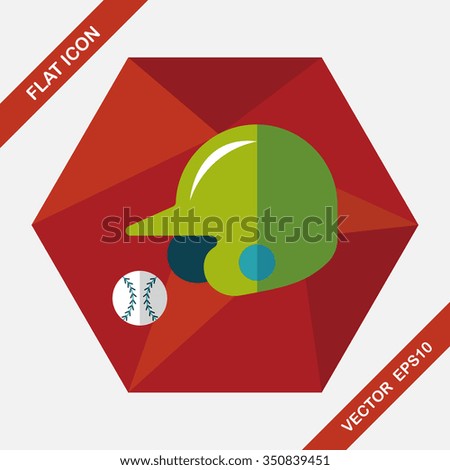 baseball helmet flat icon with long shadow,eps10