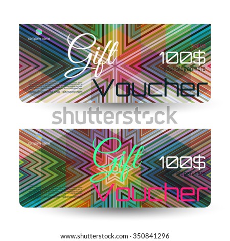 Gift voucher. The combination of graphic elements with typography & place for text, logo, contact information. Luxury elegant vector illustration example designs for Cafe, Hotel, Jewelry.