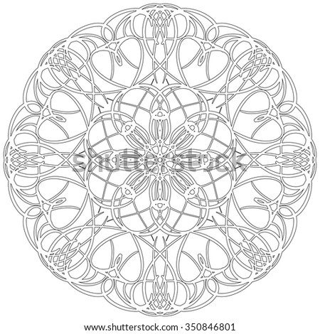Black and white abstract circular pattern mandala.