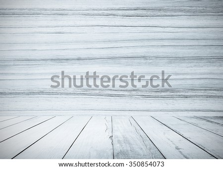 Interiors of white wooden texture background with grey old wooden floor.