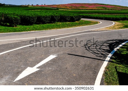 White arrow on the road