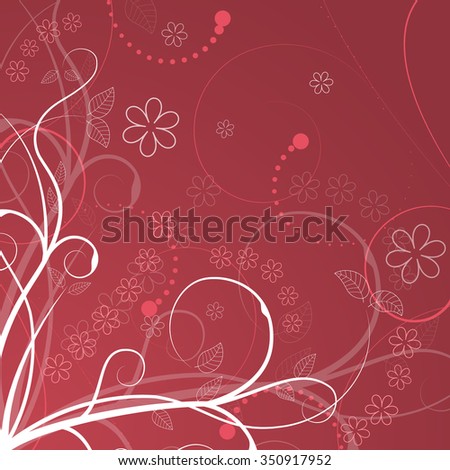 Floral vector illustration with spiral elements, flowers and plants/design with place for your text.