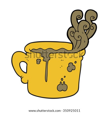 freehand drawn cartoon old coffee cup