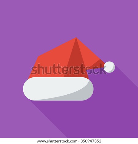 Santa hat icon. Flat vector related icon with long shadow for web and mobile applications. It can be used as - logo, pictogram, icon, infographic element. Vector Illustration.