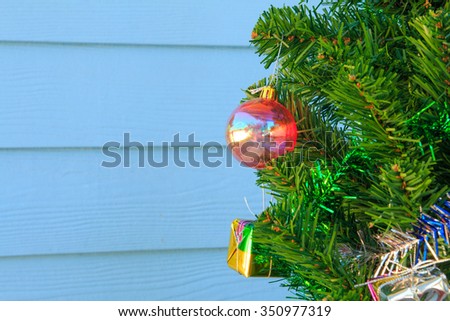 Christmas baubles on chrismas tree