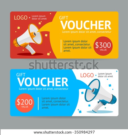 Gift Voucher. Flat Design. Announcement Of The Award. Vector illustration Royalty-Free Stock Photo #350984297