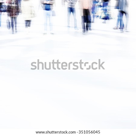abstract photo of people in motion, multiple exposure effect.Blurred people walking through a city street. 