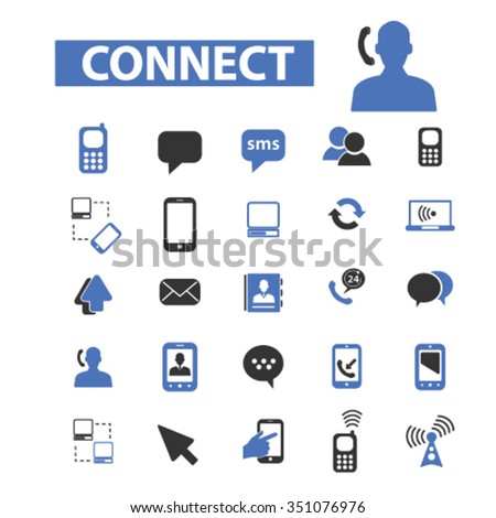 Communication, connect,  business talking, calling, chat, phone, message, contact, technology, gadget, telephone, connection, technology, mobile icons, signs vector set
