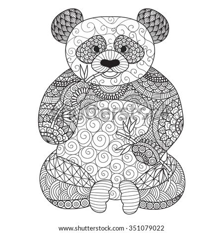 Hand drawn zentangle panda for coloring book for adult,tattoo, shirt design,logo and so on