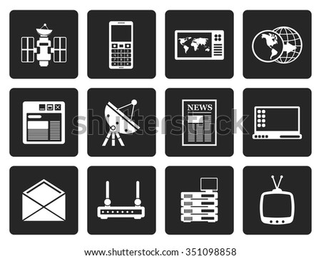 Black Communication and Business Icons - Vector Icon Set