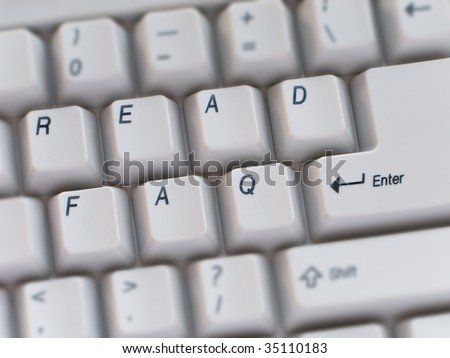 Computer keyboard key text closeup