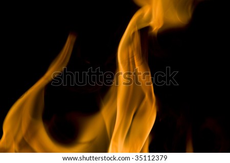 Flames of Fire Background against black.