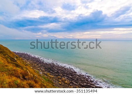 Vista of Escalles from Cap Blanc-Nez, France in HDR