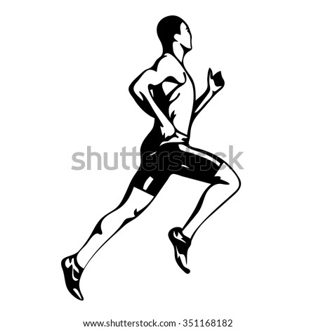 Running man, vector silhouette