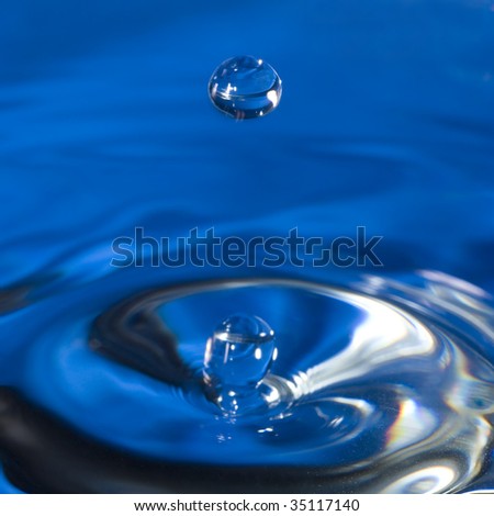 A water drop from falling into still water.