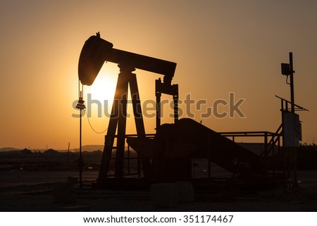 Oil pump in the desert of Bahrain, Middle East