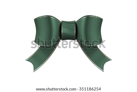 Realistic beautiful green bow isolated on white