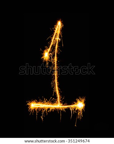 Sparkler firework light number one alphabet