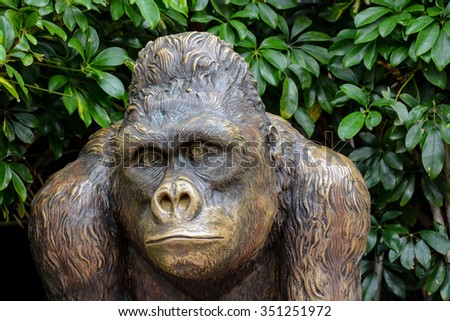 Picture of a Strong Adult Black Gorilla Statue