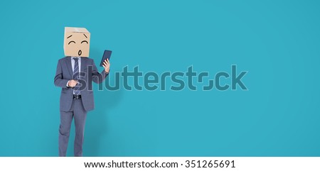 Anonymous businessman against blue vignette background