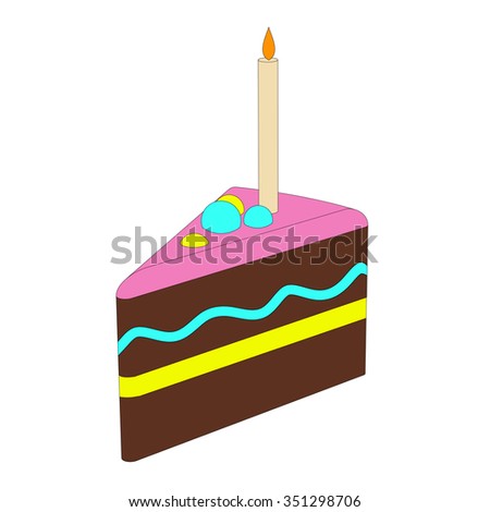 Piece of cake icon, modern flat design style, vector illustration.