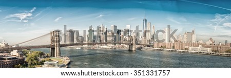 Brooklyn Bridge in New York. Panoramic view.
