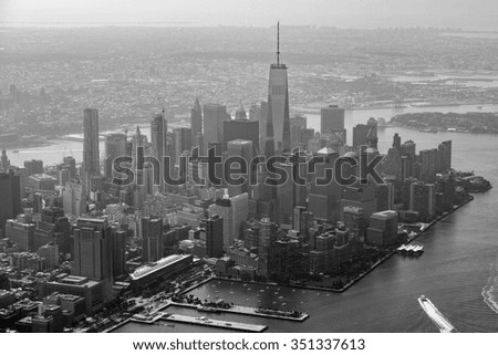 manhattan aerial view from helicopter
