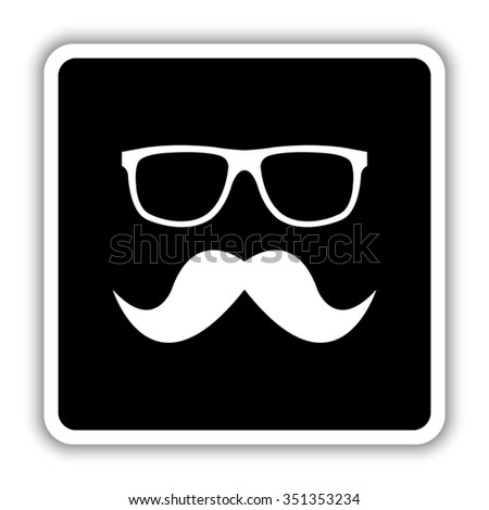Nerd glasses and mustaches - black vector icon