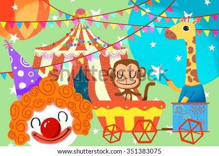 Illustration for Children: Ladies and Gentleman, Welcome to the Circus! Realistic Fantastic Cartoon Style Artwork / Story / Scene / Wallpaper / Background / Card Design

