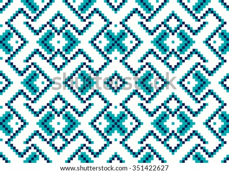 Trendy, contemporary ethnic seamless pattern, embroidery cross, squares, diamonds, chevrons.