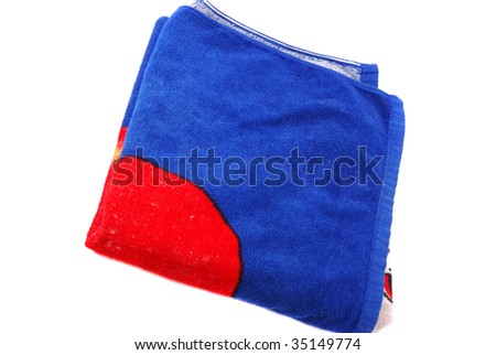 The big curtailed towel for a beach of dark blue colour