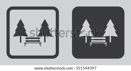 Pine icons . Vector illustration. Two pines with a bench