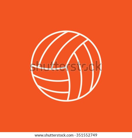 Volleyball ball line icon for web, mobile and infographics. Vector white icon isolated on red background.