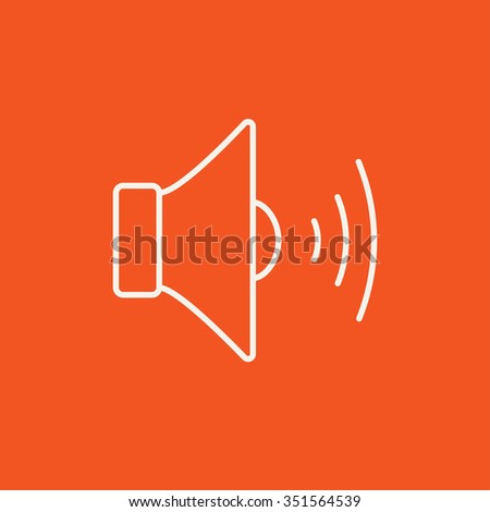 Speaker volume line icon for web, mobile and infographics. Vector white icon isolated on red background.