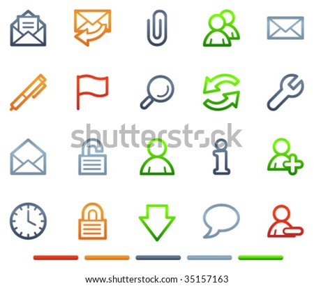 E-mail web icons, colour symbols series