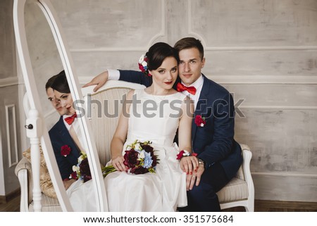 Wedding photo shoot in the interior